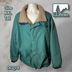 L.L. Bean Vintage Men's Full Zip Sherpa Lined Coat Size XXL Tall Green OCQ34